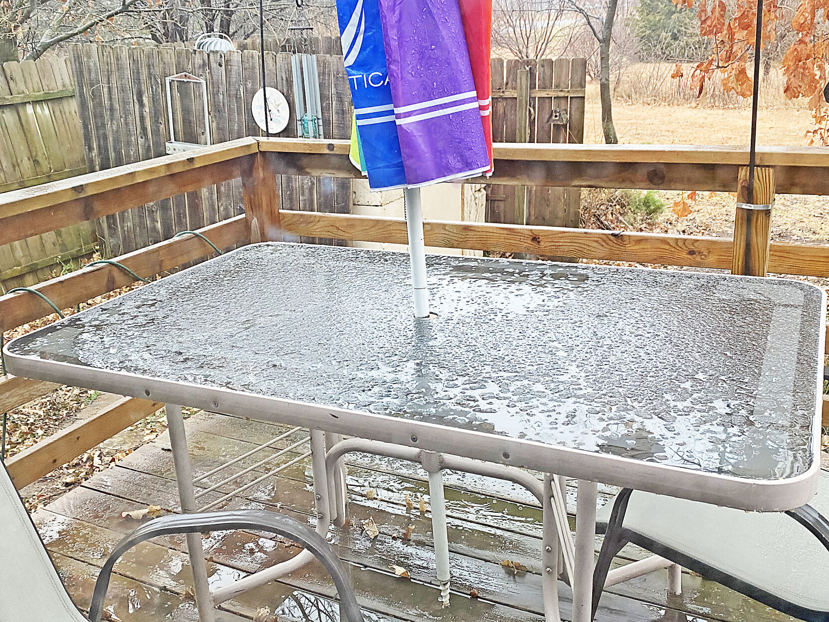 Winter ice on a summer table